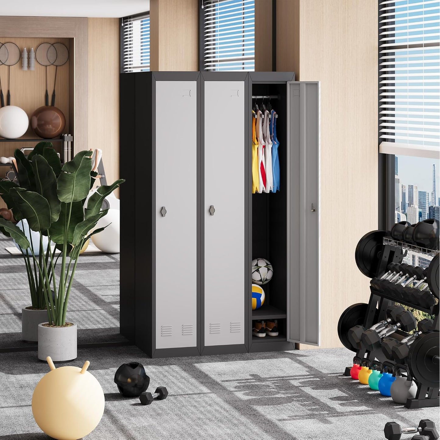 1 Door Tall Single Metal Locker, Metal Lockers for Employees with Keys, 72” Black Employee Storage Cabinet with Doors, Steel Storage Cabinets Lockable for School, Gym, Home, Office, Mudroom, Black