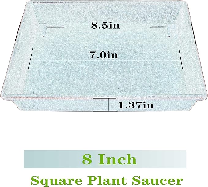Square Plant Saucer 8 Inch 5 Pack, Plant Stand Plant Trays for Pots Heavy Duty Plastic Plant Saucers for Indoors Outdoors, Flower Pot No Holes Terracotta Plant Lover Gardening Gifts