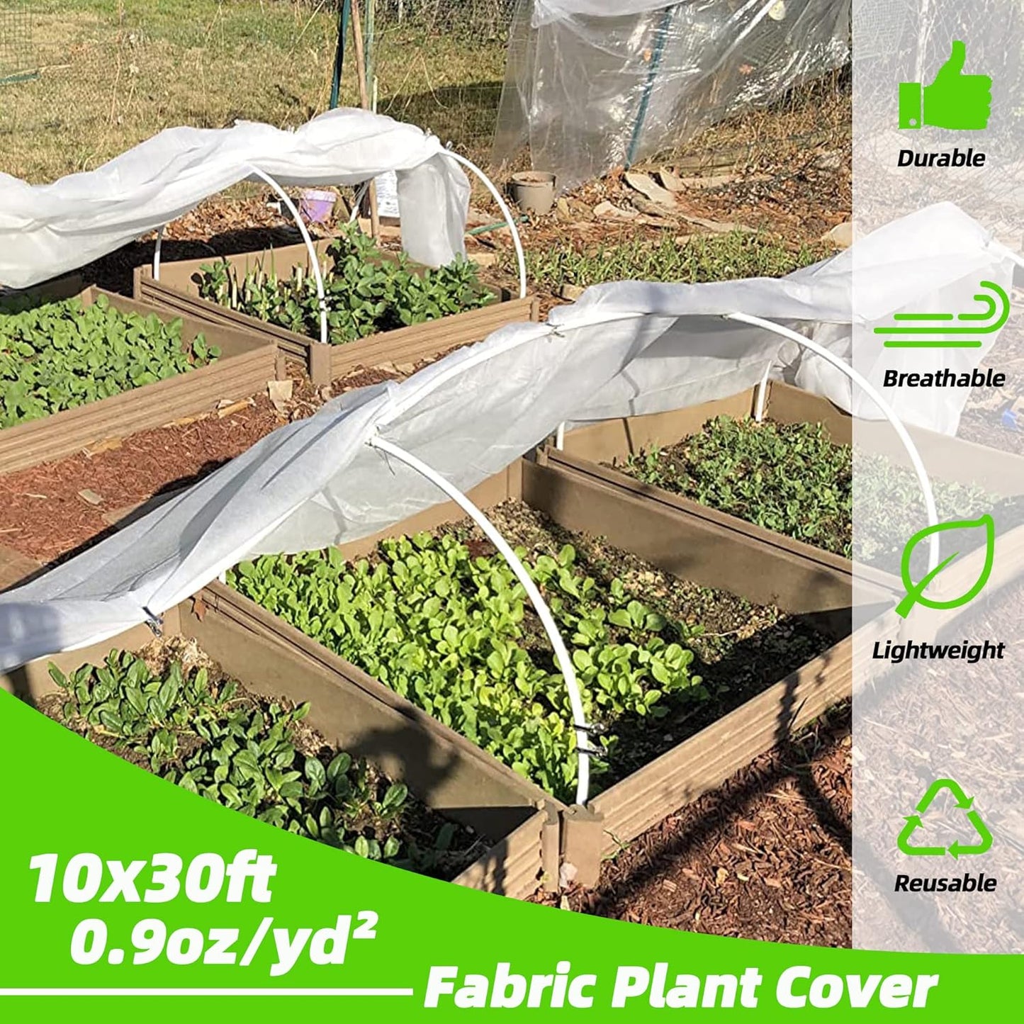Plant Covers Freeze Protection 10x30ft Frost Cloth Blanket Floating Row Cover for Winter Protection 0.9 oz/yd²