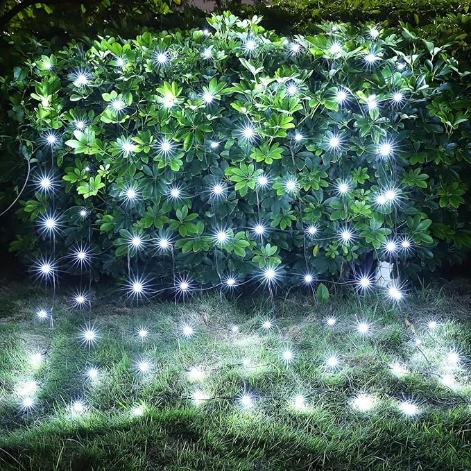 6Ftx4Ft LED Christmas Net Lights Green Wire,Connectable UL Certified Waterptoof Net Lights for Bushes Trees Shurb Garden Outdoor Christmas Decorations