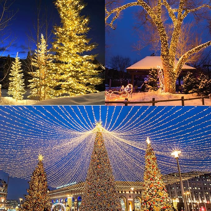 175Ft Christmas Lights Outdoor, 500 LED Christmas String Lights with 8 Modes, Timer, Waterproof Fairy Twinkle Lights for Christmas Party, Garden, Wedding, Holiday, Xmas Tree Decorations (Warm White)