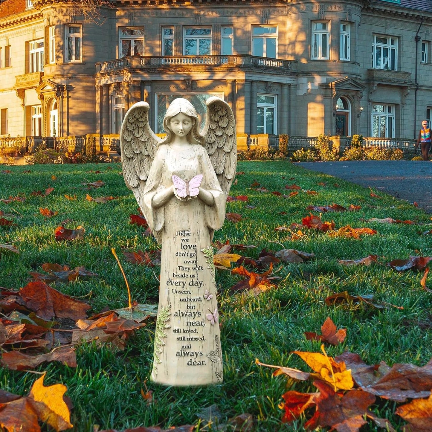 DUSVALLY Angel Statue, Garden Angel Figurines, Outdoor Sculptures and Statues, Praying Angel Resin, Statuary Garden Yard Décor Angel Collectible Sculptures, 10" H, Butterfly