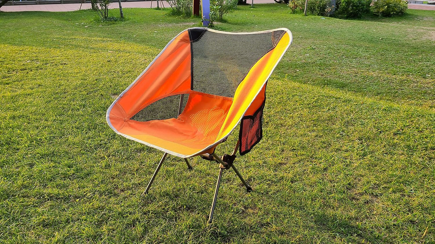 Vortex ZDY Lightweight 1.5kg Portable Folding Durable Easy to Store Small Simplicity High Bearing Weight Camping Chair for Outdoor, Backpacking, Garden, Picnic, Fishing and Indoor use.(Orange)