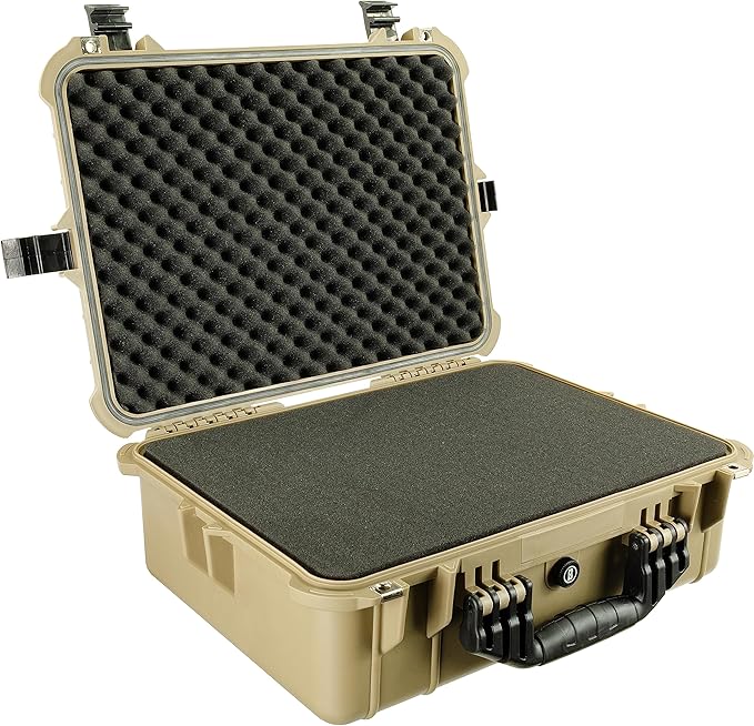 Bushnell 20 Inch Large Waterproof Hard Camera Case For Binoculars, Optics, Equipment, Shock Proof, and TSA Ready (Tan)