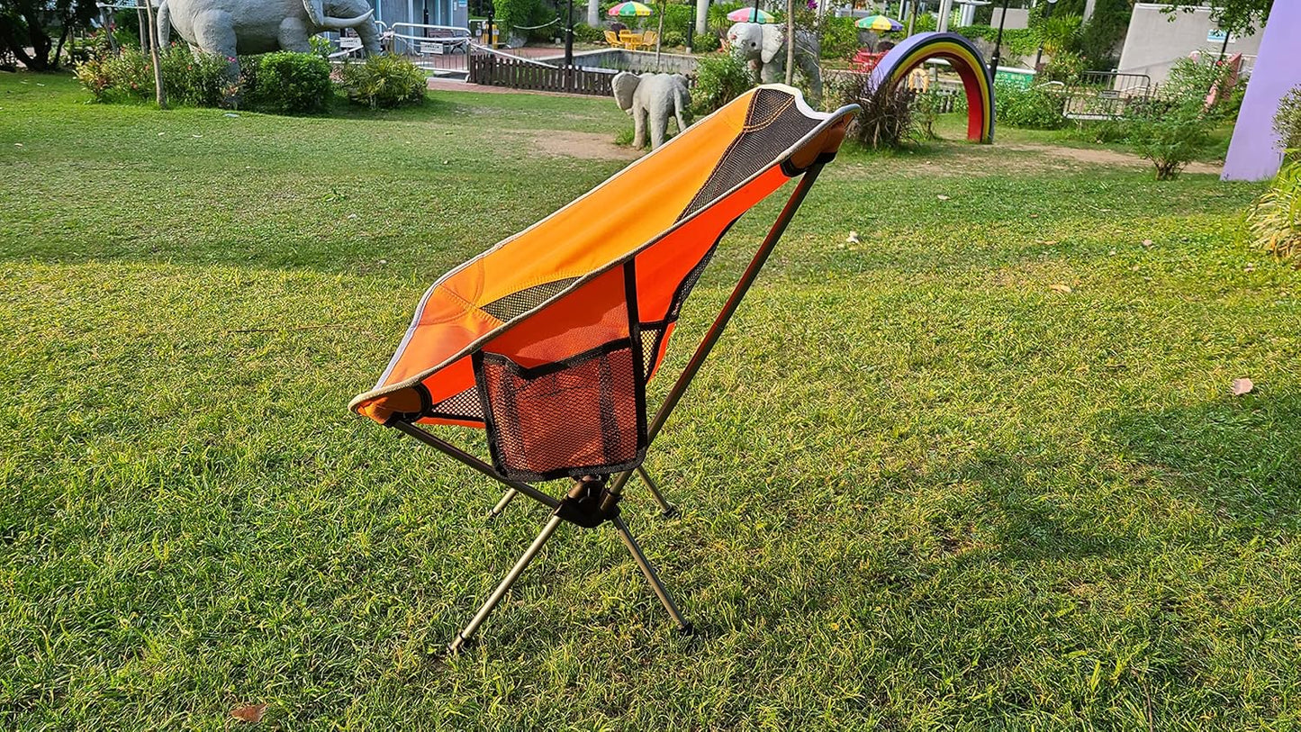 Vortex ZDY Lightweight 1.5kg Portable Folding Durable Easy to Store Small Simplicity High Bearing Weight Camping Chair for Outdoor, Backpacking, Garden, Picnic, Fishing and Indoor use.(Orange)