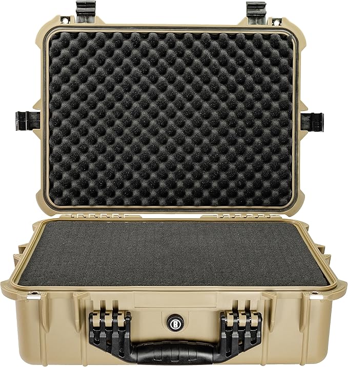 Bushnell 20 Inch Large Waterproof Hard Camera Case For Binoculars, Optics, Equipment, Shock Proof, and TSA Ready (Tan)