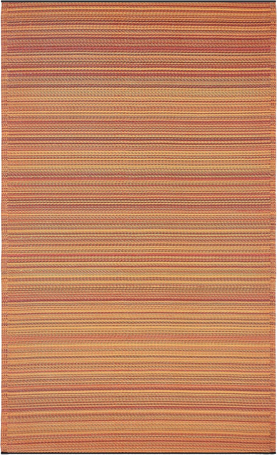 Fab Habitat Stripe Coastal Colorful Outdoor Rug - Waterproof, Crease-Free Fade Resistant, Reversible - Recycled Plastic - Patio Porch Balcony Deck Yard Garden - Cancun Terracotta - 5x8 ft