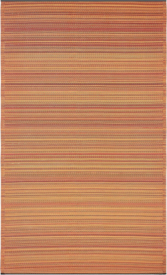Fab Habitat Stripe Coastal Colorful Outdoor Rug - Waterproof, Crease-Free Fade Resistant, Reversible - Recycled Plastic - Patio Porch Balcony Deck Yard Garden - Cancun Terracotta - 5x8 ft