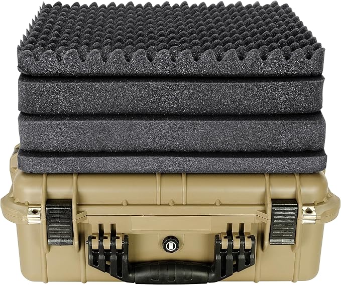 Bushnell 20 Inch Large Waterproof Hard Camera Case For Binoculars, Optics, Equipment, Shock Proof, and TSA Ready (Tan)