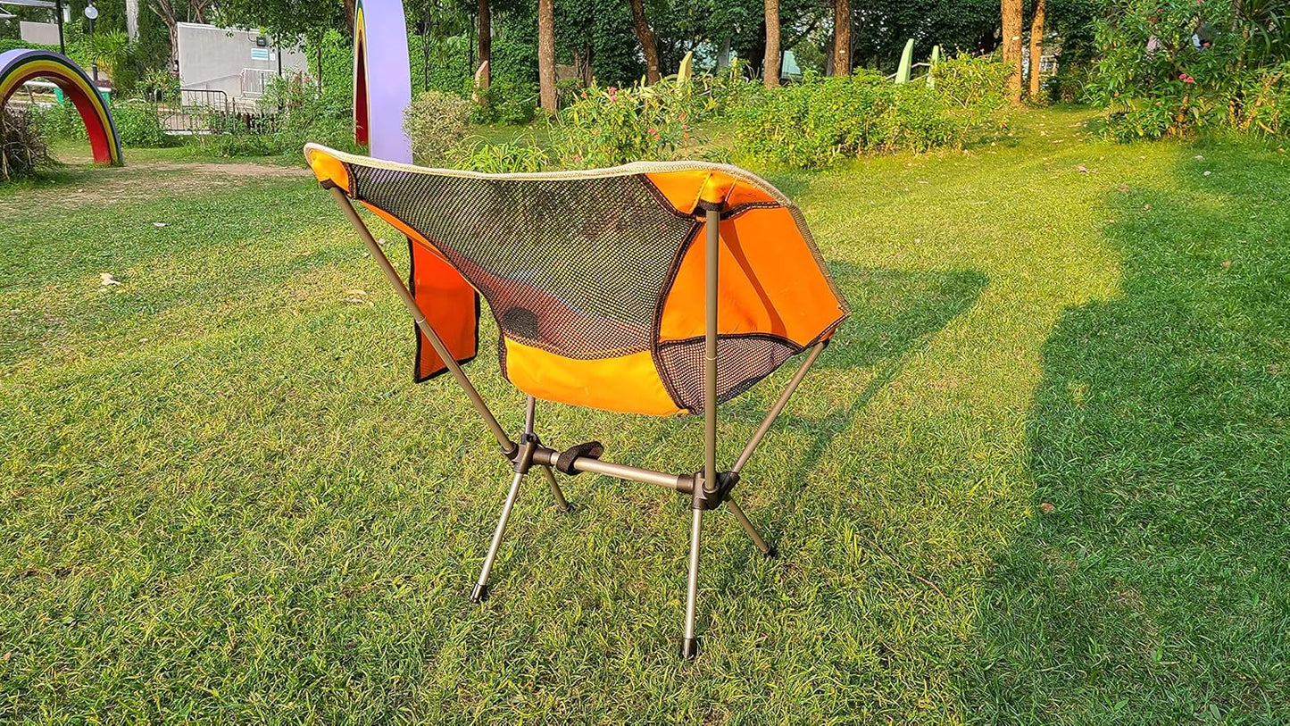 Vortex ZDY Lightweight 1.5kg Portable Folding Durable Easy to Store Small Simplicity High Bearing Weight Camping Chair for Outdoor, Backpacking, Garden, Picnic, Fishing and Indoor use.(Orange)
